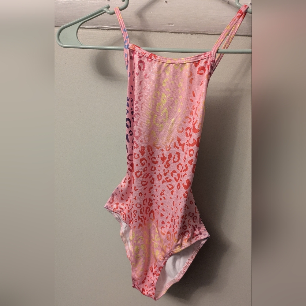 Pink and Orange Leopard Print Swimsuit Girls 6-7yo